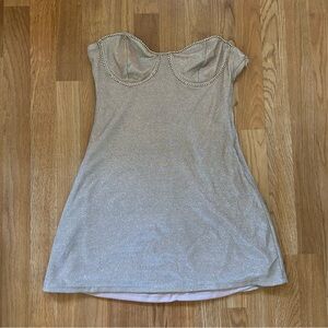 Le Lis Gold and Pink Strapless Dress